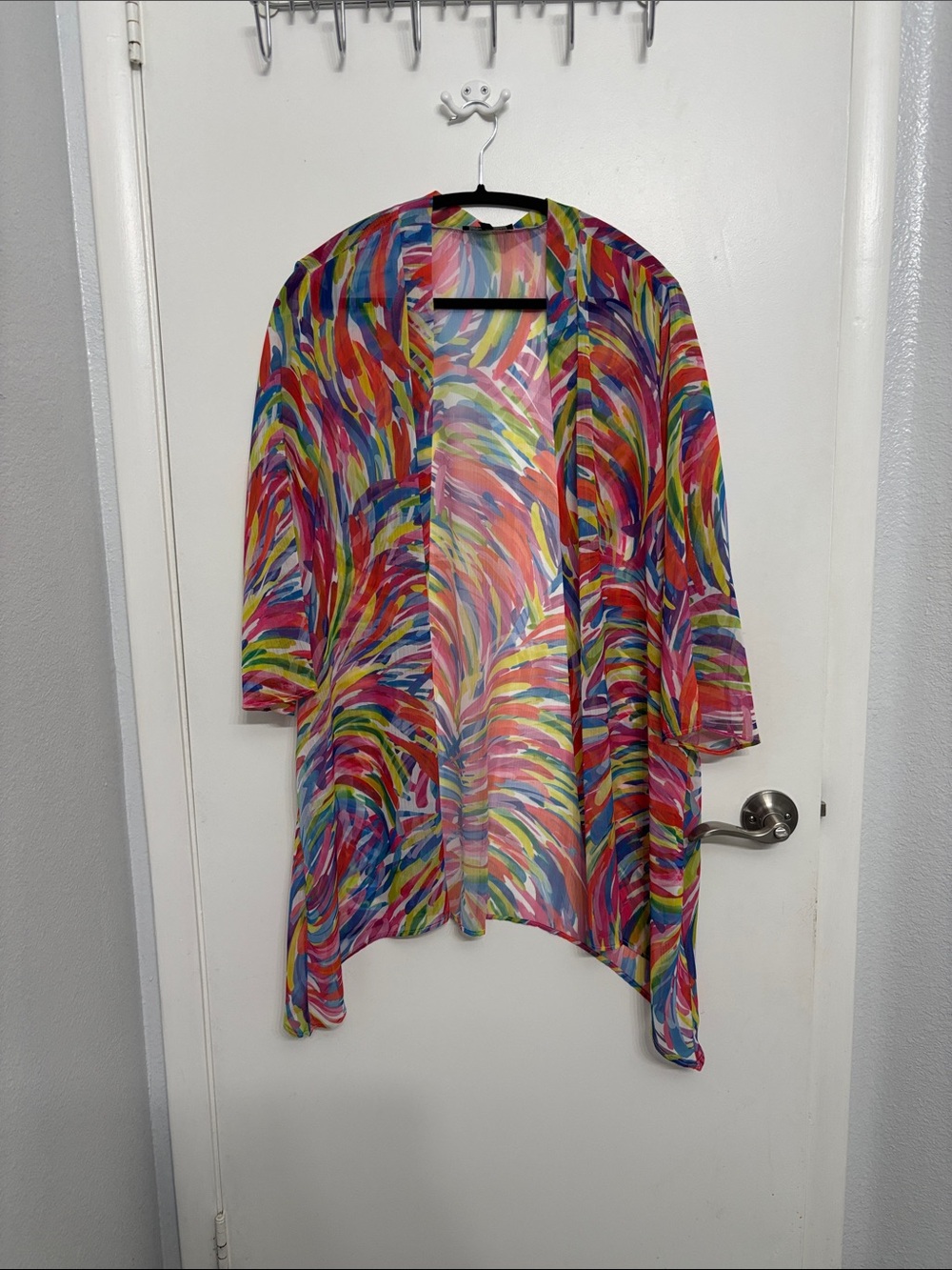 Slinky Brand Multicolor Sheer Brushstroke Kimono